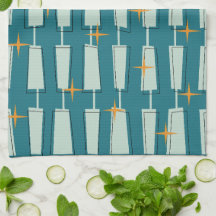 Midden eeuw modern atomaire blokken turquoise, aqu