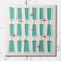Midden eeuw modern atomaire blokken turquoise, Crè