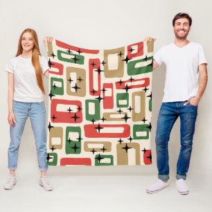 Midden eeuw modern atomaire kerst fleece deken