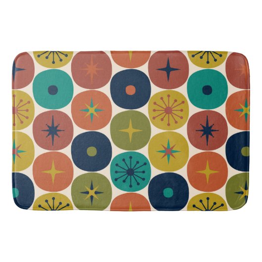 Midden eeuw Modern Atomic Future Retro Patroon Badmat (Voorkant)