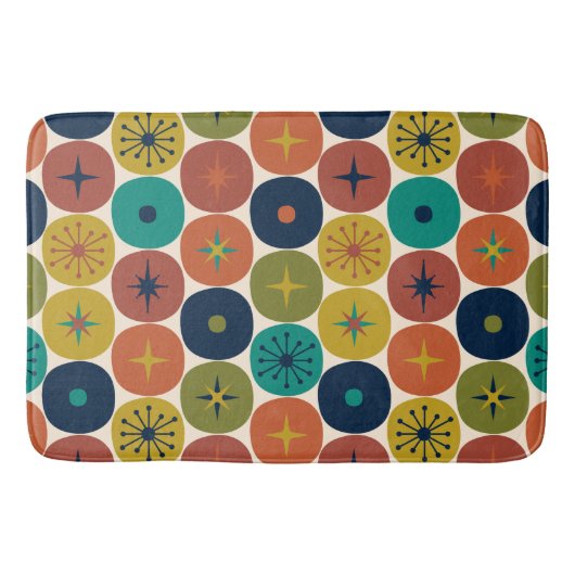 Midden eeuw Modern Atomic Future Retro Patroon Badmat (Voorkant)