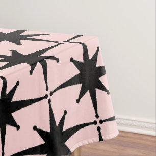 Midden-eeuw Modern Atomic Starburst Patroon Roze Tafelkleed