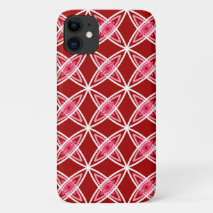 Midden eeuw modern atoomprint - donkerrood iPhone 11 hoesje