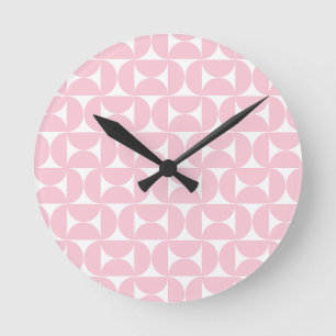 Midden eeuw modern Baby roze en wit patroon Ronde Klok
