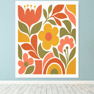 Midden eeuw modern bloemstuk muurkunst Retro Canvas Afdruk