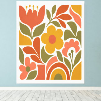 Midden eeuw modern bloemstuk muurkunst Retro  Canvas Afdruk
