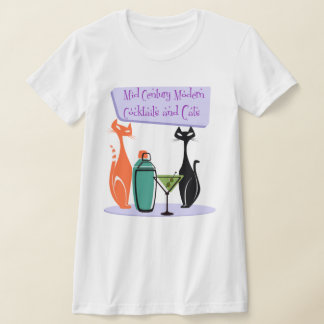 Midden eeuw modern cocktails & katten t-shirt