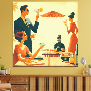 Midden Eeuw Modern De Martini Cocktail Critici Canvas Afdruk