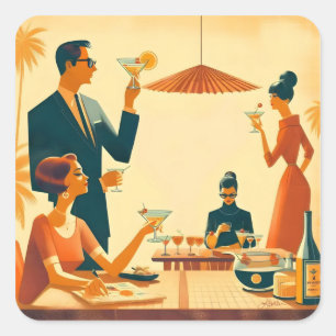 Midden Eeuw Modern De Martini Cocktail Critici Vierkante Sticker