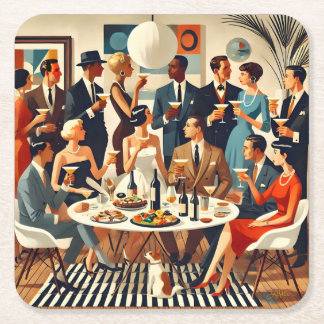 Midden eeuw modern de Martini intellectuelen Vierkante Kartonnen Onderzetter