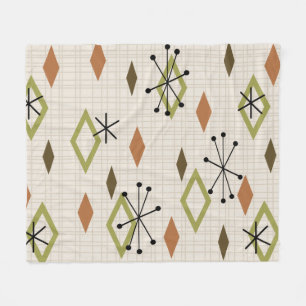Midden eeuw modern diamanten natuur aardetinten fleece deken