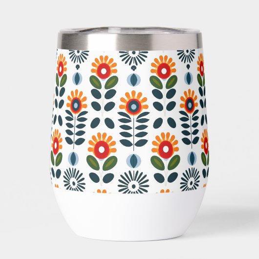 Midden-eeuw Modern Floral Scandi Folk Pattern (Achterkant)