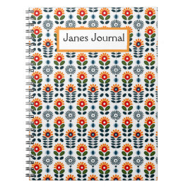 Midden-eeuw Modern Floral Scandi Folk Pattern Notitieboek