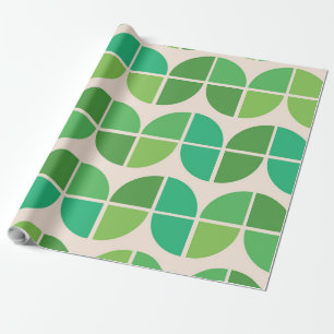Midden eeuw modern geometrisch groen patroon cadeaupapier