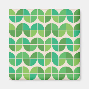Midden-eeuw modern geometrisch groen patroon magneet