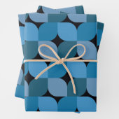 Midden eeuw Modern Geometrisch in Blauw en Turquoi Inpakpapier Vel (In situ)