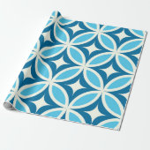 Midden eeuw Modern geometrisch patroon blauw Cadeaupapier (Uitgerold)