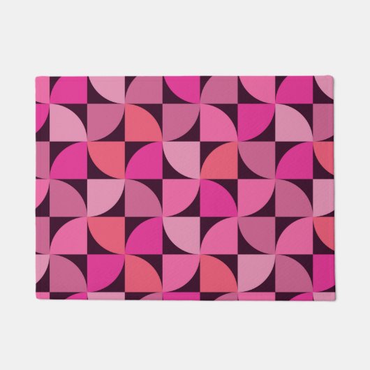 Midden eeuw modern geometrisch patroon roze deurmat (Voorkant)