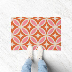 Midden eeuw modern geometrisch patroon roze oranje deurmat