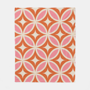 Midden eeuw modern geometrisch patroon roze oranje fleece deken