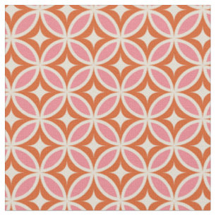 Midden eeuw modern geometrisch patroon roze oranje stof