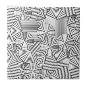 Midden Eeuw Modern Geometrische Boog Zwart Wit Tegeltje