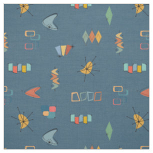 Midden Eeuw Modern Getextureerd Donkerblauw Stof