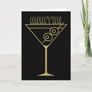 Midden eeuw modern goud 2 olijf martini kaart