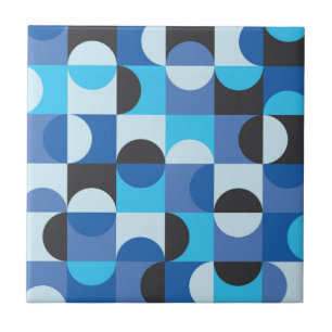 Midden eeuw modern half cirkels blauw turkoois tegeltje