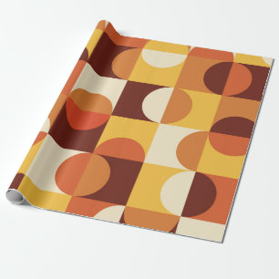Midden eeuw modern halfronde cirkels geel en oranj cadeaupapier