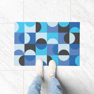 Midden eeuw modern Halve cirkels Blauw Turkoois Deurmat