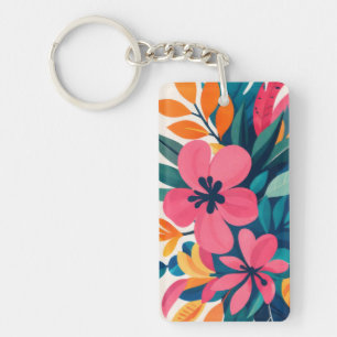 Midden eeuw modern hawaii boho kunst sleutelhanger