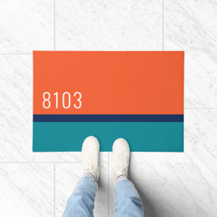 Midden eeuw modern huisadres turquoise rood deurmat