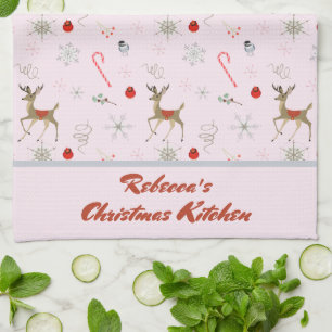 Midden eeuw modern Kerst rendier snoeprepen Theedoek