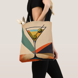 Midden eeuw modern kleur blok Martini kunst Draagtas