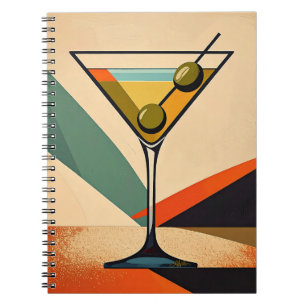 Midden eeuw modern kleur blok Martini kunst Notitieboek