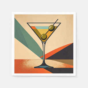 Midden eeuw modern kleur blok Martini kunst Servet