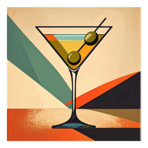 Midden eeuw modern kleurblok martini kunst foto afdruk