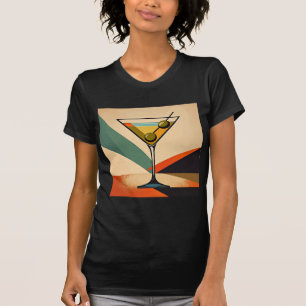 Midden eeuw modern kleurblok martini kunst t-shirt