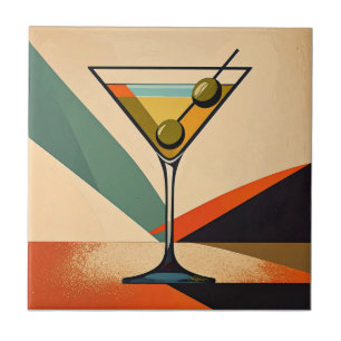 Midden eeuw modern kleurblok martini kunst tegeltje
