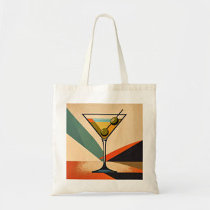 Midden eeuw modern kleurblok martini kunst tote bag