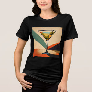 Midden eeuw modern kleurblok martini kunst Tri-Blend shirt