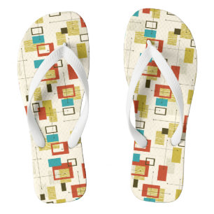 Midden-Eeuw modern kleurrijk geometrisch patroon Teenslippers