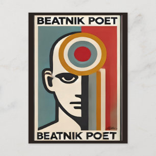Midden eeuw modern kunst Beatnik dichter Briefkaart