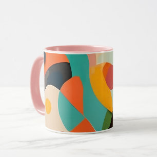 Midden eeuw modern kunst, diverse kleuren, geometr mok