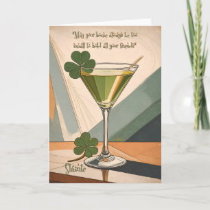 Midden eeuw modern kunst Shamrock Martini Sláinte! Kaart
