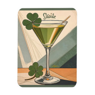 Midden eeuw modern kunst Shamrock Martini Sláinte! Magneet