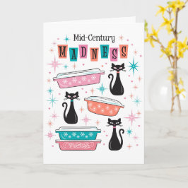 Midden-Eeuw Modern Madness Kaart Pyrex Cats Kitsch
