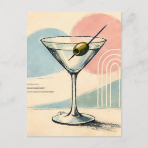 Midden eeuw modern martini pastel minimalistische briefkaart