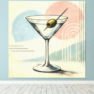 Midden eeuw modern martini pastel minimalistische canvas afdruk